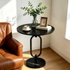 17In(W) x19In(H) Black Round Side Table Heavy Duty Modern End