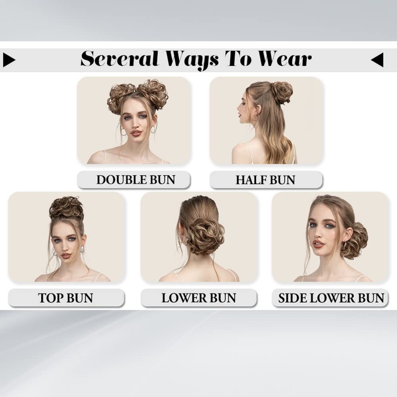 OMGREAT 2Pack Messy Bun Scrunchies Extension Curly Wavy Fake Hair