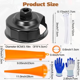 Oil Change Kit for Harley Davidson Accessories,Oil Filter Cap Wrench for Motorcycle Accessories,Drip-Free Oil Filter Funnel,Crankcase Fill Funnel,50Pcs O-Ring for Harley