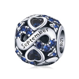 PAHALA 925 Sterling Silver Multiple Crystal Color Infinite Love Month Charm Bead (September)