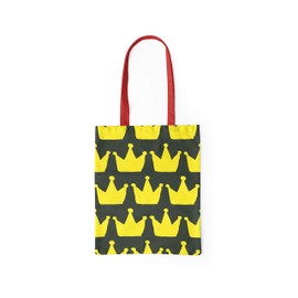 Le Jardin du Lin Printed Shopping Bag with Red Long Handles, Reusable Bag, Foldable, Fabric Bag, Size: 34 x 40 cm