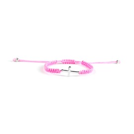 COLORFUL BLING Cross Bracelet for Women Men Stainless Steel Adjustable Braided String Sideways Bracelet Protection Prayer Amulet Christian Jewelry-pink