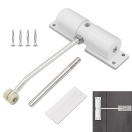 Door Closer,Automatic Door Closer Zinc Alloy Safety Spring Door Closer Adjustable 30 kg Easy Install Auto Door Closer for Home(white)