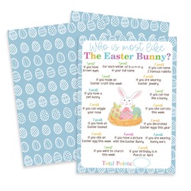 Vodbok Funny Easter Game Set - 20 Pcs Who is Most Like The Easter Bunny Double-Sided Fill in Style Game Cards, Friends, Bunny Egg Family Party Game & Activities (Bunny2) -A03