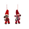 Pair of Felt Tartan & Red Wool Christmas Dolls Hanging