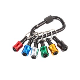 Push Unlock Bit Holder Keychain - 6PC 1/4" Hex Quick Release Adapter with Carabiner Clip for Screwdriver & Drill Bits (Colorful)