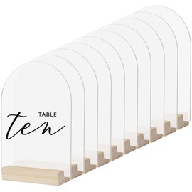 Frosted Arch Acrylic Sign with Wood Stand-10 Pack Blank Arched Acrylic Sheets with Base, DIY Frosted Acrylic Sign Blank for Table Numbers (Frosted, 4x6 Inch 10pack)
