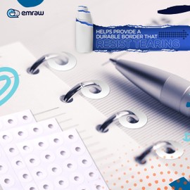 White Round Hole Reinforcement Labels , Strengthen and Repair Punched Holes , Stickers Self Adhesive Labels , for School Home and Office - by Emraw (Pack of 1088 Labels)