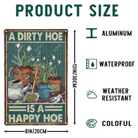 WIZYXQ Metal Signs A Dirty Hoe Is A Happy Hoe Sign Funny Vintage Tin Sign Aluminum Sign Retro Wall Decor for Home Office Farmhouse Yard Garden Shop Cafe Indoor Outdoor 8×12 Inches