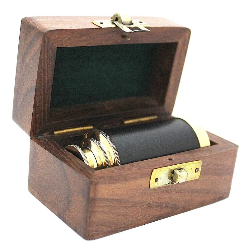 Brass Pocket Telescope - 6" Inch Brass Telescope with Hard-wood