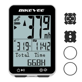 Bikevee GPS Speedometer & Odometer - Wireless Bike Computer, Auto Start/Stop, Auto Backlight, IPX7 Waterproof, 2.4" LCD, Cycling Tracker in MPH & KM/H - White