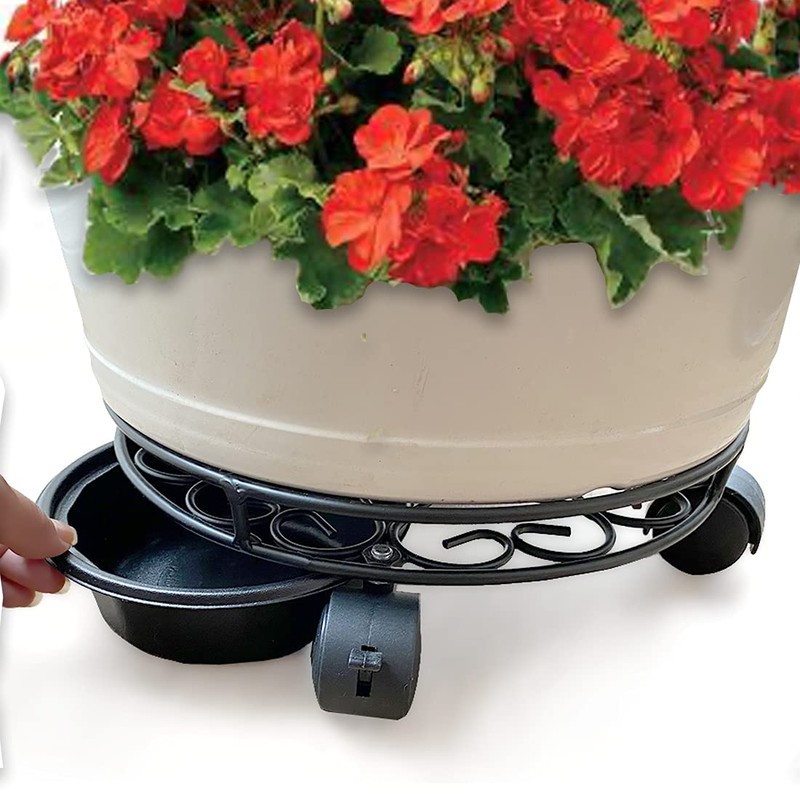Lily's Home Raised Rolling Planter Pot Dolly / Caddy Stand