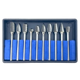 Tungsten Carbide Burr Set 1/8" Shank Single Flute Rotary Bits for Metalworking Wood Carving Grinding Engraving Tools