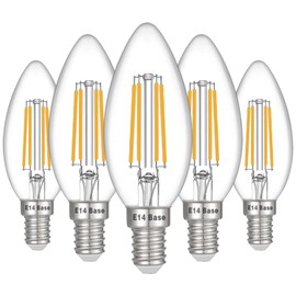 Maelsrlg E14 LED Bulb Dimmable, 40W Equivalent, Filament Clear Glass, 4W 400LM, Soft White 2700K, E14 European Base Light Bulbs, Pack of 5