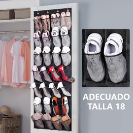 Organizador De Zapatos Colgantes, Zapatero Para Sobre La Puerta 28 Bolsillos De Malla, Organizador De Puerta Para Zapatos, Zapatillas y Hogar (Negro)