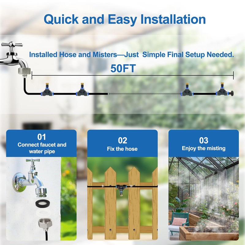 POCKET PANDA Pre-Assembled Misters for Outside Patio,Outdoor Water Misting Cooling