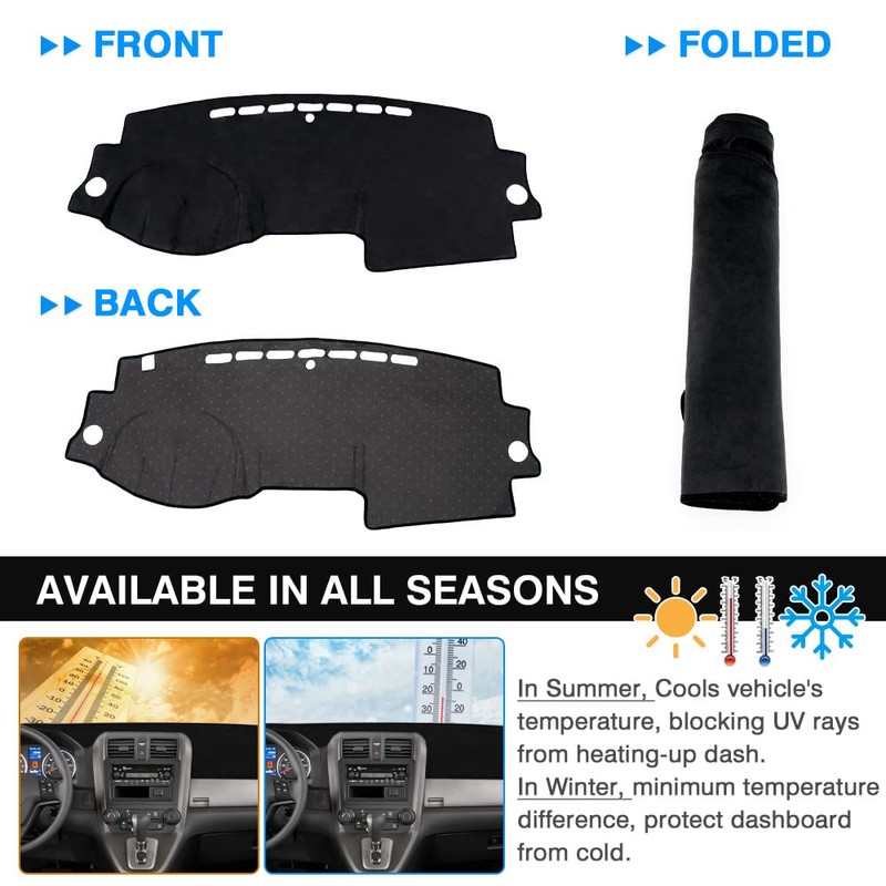 Autorder Dashboard Cover Mat for Honda CRV 2007-2011 Accessories Dash