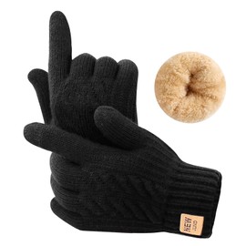 Women's winter gloves, thermal gloves, women's winter gloves with fleece lining, thermal gloves, winter men, gloves women's touchscreen, Black Thickened