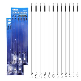 12 PCS Hair Rigs for Carp Fishing Barbless - Curve Shank Carp Hooks with Swivel and Rubber Sleeve - Pre-Tied Carps Hooks in Sizes 6# 8# 10#, Ideal for 12-20mm Bait, Freshwater & Saltwater Use