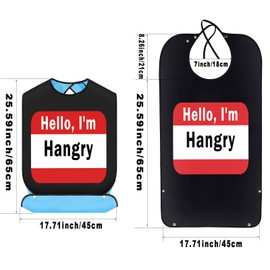 BWWKTOP Hello I'm Hangry Adult Bibs With Crumb Catcher Gag Pranks Bib Gift Adjustable Dining Feeding Eating Clothing Protectors For Adults Elderly Men Women (Hello I'm Hangry)