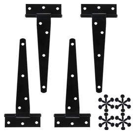 Zydiwo 4Pcs T Strap Hinges 4 Inch Gate Hinges Black Wrought Hardware for All Kinds of Doors Windows Gates Fences Sheds Window Wooden Boxes (8 inch)