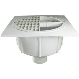 Deep Sump Square Floor Drain - PVC 2" Over Pipe Fit with No Strainer and Half Grate/Plastic Oddities/PDS2000H