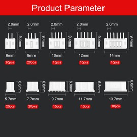 Lyeteung 420 Pieces 2.0 mm JST Connector Kit, JST-PH 2/3/4/5/6 Pin Housing Adapter Cable Male Female Male and Female with 22 AWG Pre-Crimped Cable Wire and Pin Crimp Terminal (Single)