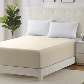 Hafaa Fitted Sheet Extra Deep Pocket Bed Sheet 16 inch 40 Cm Soft Brushed Microfiber Breathable Fitted Bed Sheets Shrinkage and Fade Resistant (Cream, Double)