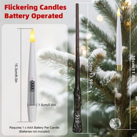 Sunjas Christmas Tree Candles with Magic Wand 12 Pack Flameless Candles for Christmas Tree Flickering Battery Operated LED Candle for Holiday Home Party Decor with Crystal Ball Hook