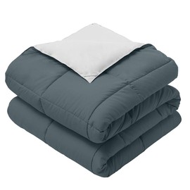 Wholesale Beddings Throw Blanket, Reversible Soft Medium Warmth (50-Inch Wide x 75-Inch Long) Down Alternative Comforter, Navy-Grey