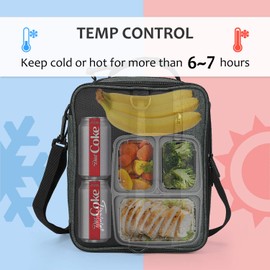 Kato Tirrinia Expandable Insulated Lunch Bag, 16L Large Lunch Cooler Bag with Shoulder Strap for Men and Women, Leakproof Lunch Box Bag, Suitable for Work School Picnic Camping Beach Travel, Charcoal