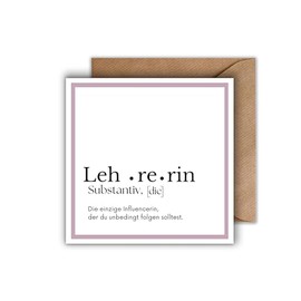 WBdesignz Thank You Card for Teacher with Envelope - Simple Thank You Card with Beautiful Saying Thank You Card for Colleagues Friends Acquaintances (125 x 125 mm)