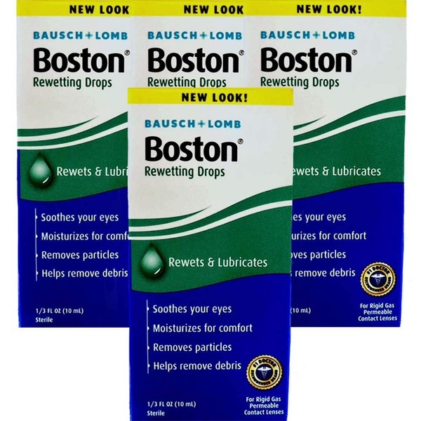 Bausch + Lomb Boston Rewetting Drops - 0.33 oz, Pack of 4