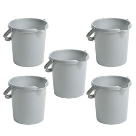 High Grade Durable 5L Litre Silver Plastic Bucket With Spout Easy-Grip Handle & Litre Scale Multipurpose Water Bucket Storage Bucket Beach Bucket For Cleaning Gardening Kitchen Food Storage (5)