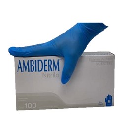 AMBIDERM - Guante Desechable de Nitrilo Chico Caja Con 100 Piezas (Azul Royal)