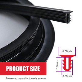 Polcatay Windshield Seals, Dust-Proof and Noise Reduction Rubber Strip, 6.5 Ft U-Shaped Close Fit Dashboard Door & Window Weatherproof Trim Strip, Universal for Most Cars Trucks (Black)