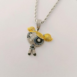 Cartoon Powerpuff girls medium size blossom  buttercup and bubbles necklace for girls hip hop unique jewelry gift - Color: Blossom