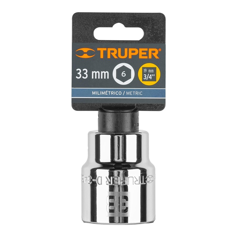 Truper D-3433-M, Dado de 33 mm, 6 puntas, cuadro 3/4"