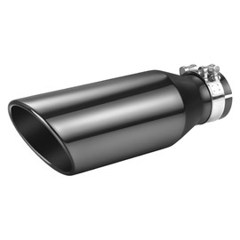 A-KARCK Black Chrome Exhaust Tips 2.5" Inlet, 2.5" Inlet 4" Outlet 12" Length Clamp on Universal Never Fading Stainless Steel Muffler Tip