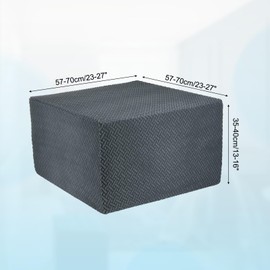 sourcing map Stretch Ottoman Cover Twill Square Ottoman Slipcover with Elastic for Foot Stool Living Room Bedroom Fit Length 57-70cm / 23"-27", Medium, Deep Gray
