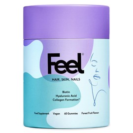FEEL Beauty Gummies, Edible Hyaluronic Acid, Promotes Healthy Hair, Beautiful Skin, and Nail Support, (60 Gummies)