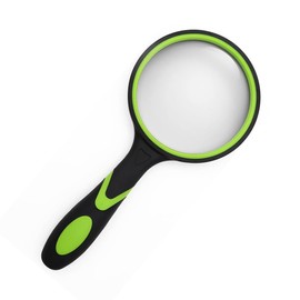 JUGUTA Large Magnifying Glass 10x Magnification Handheld Magnifier for Science Books Newspapers Reading Insects Hobby Observation Premium Quality Non-Slip Soft Hand Shaft