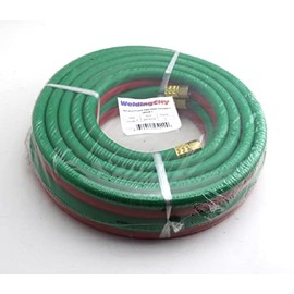 WeldingCity 50-ft 3/8" Grade-T Red and Green Rubber Twin Hose B-B Fittings for Oxygen/Acetylene, Propane and Other Alternative Fuel Gas in Welding, Cutting and Heating