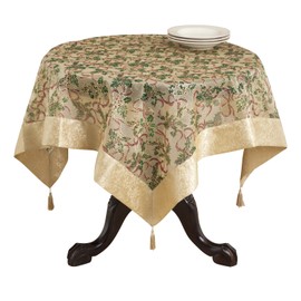 SARO LIFESTYLE XJ378 1-Piece Xmas Square Tablecloth, 54-Inch, Gold