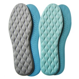 Bellcon Memory Foam Shoe Insoles for Men Non Slip Latex Thin Shoe Pads for Men Sneakers Blue and Grey Latex Shoes Inserts for Boots, 2 Pairs/Womens 10-11 /Mens 8-9 M US