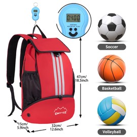 ONTYZZ Sports Backpack with Drawstring Closure Basketball Backpack Backpack Multifunctional Bag with Shoe Compartment Yoga Swim Beach Bag for Basketball Football Swimming Gym,Red Basics style