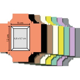 folia Little Paper Rectangle Photo Frame Glue-On Cardboard 48 Assorted 8, Multi-Coloured, One Size