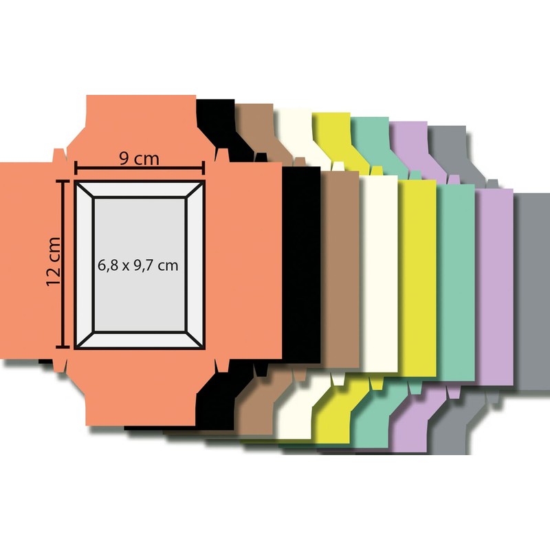 folia Little Paper Rectangle Photo Frame Glue-On Cardboard 48 Assorted