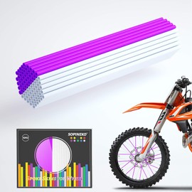 72Pcs Spoke Skins Covers Spoke Wraps Wheel Decoration for Motorcycle Bicycle Dirt Bike Wheelchair(Purple & White)