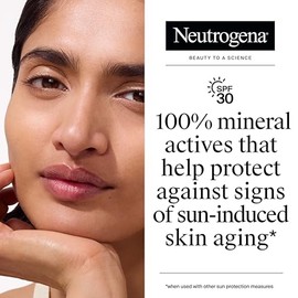 Neutrogena Purescreen+ Protector solar teñido para rostro con SPF 30, protector solar mineral de amplio espectro con óxido de zinc y vitamina E, resis